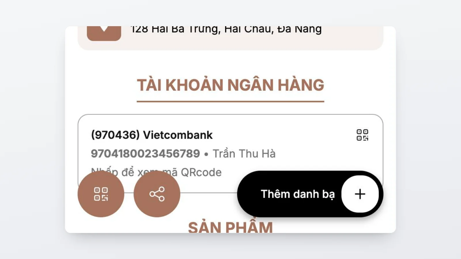 Lưu danh thiếp vào danh bạ điện thoại